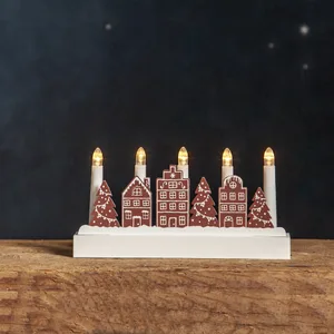 Świecznik drewniany brązowy YULETIDE na baterie