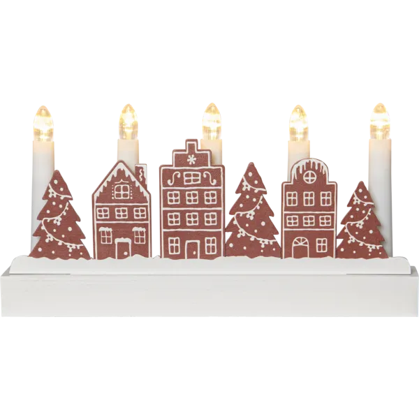 Świecznik drewniany brązowy YULETIDE na baterie — zdjęcie 2