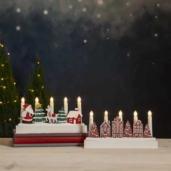 Świecznik drewniany brązowy YULETIDE na baterie — zdjęcie 3