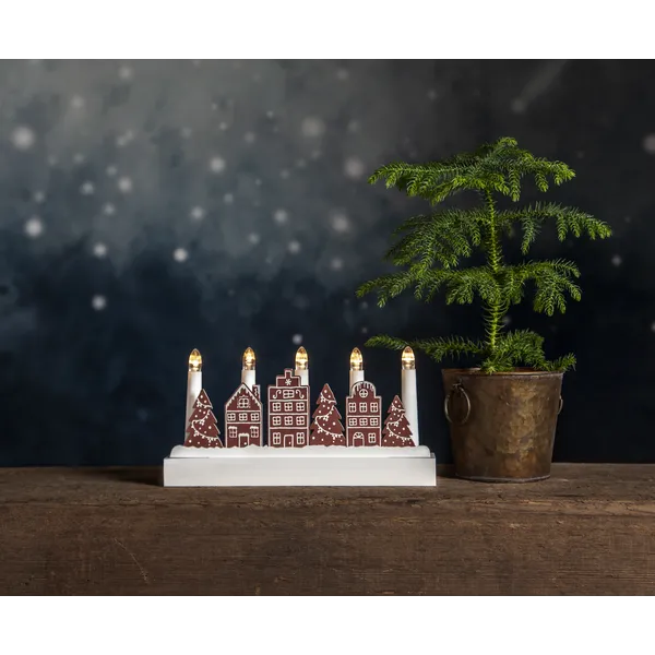 Świecznik drewniany brązowy YULETIDE na baterie — zdjęcie 5