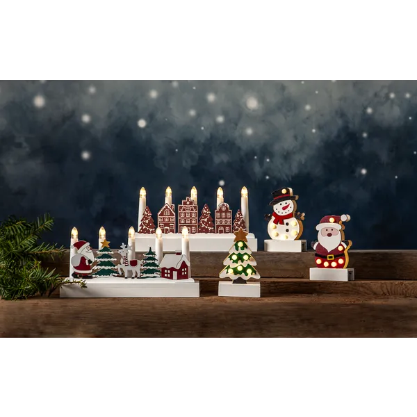 Świecznik drewniany brązowy YULETIDE na baterie — zdjęcie 6