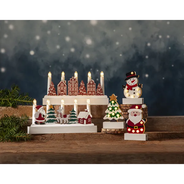 Świecznik drewniany brązowy YULETIDE na baterie — zdjęcie 7