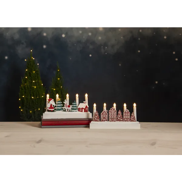 Świecznik drewniany brązowy YULETIDE na baterie — zdjęcie 8