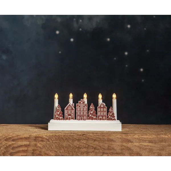 Świecznik drewniany brązowy YULETIDE na baterie — zdjęcie 9
