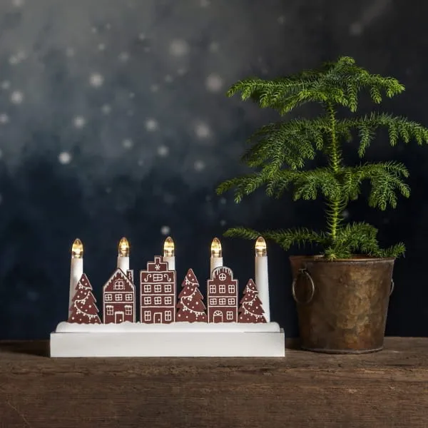 Świecznik drewniany brązowy YULETIDE na baterie — zdjęcie 10