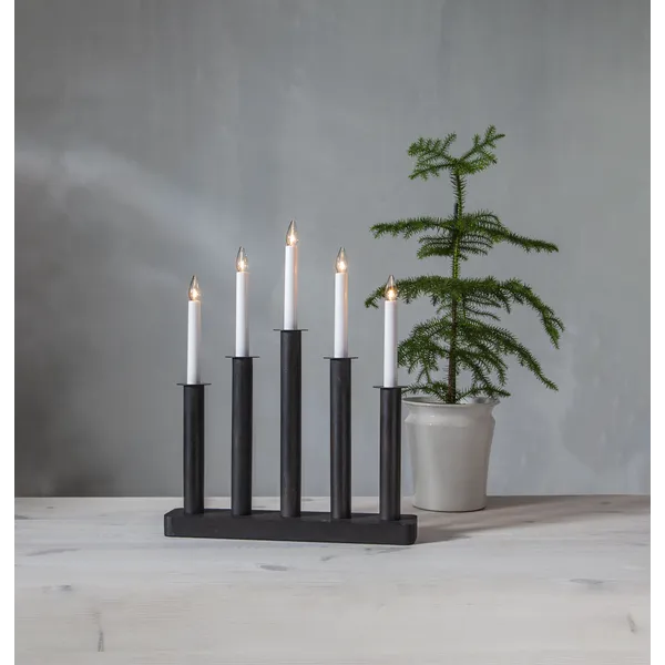 Świecznik drewniany czarny PLATE — zdjęcie 6