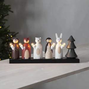 Świecznik drewniany kolorowy FOREST FRIENDS
