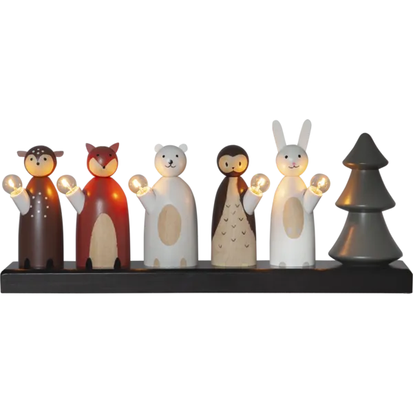 Świecznik drewniany kolorowy FOREST FRIENDS — zdjęcie 2