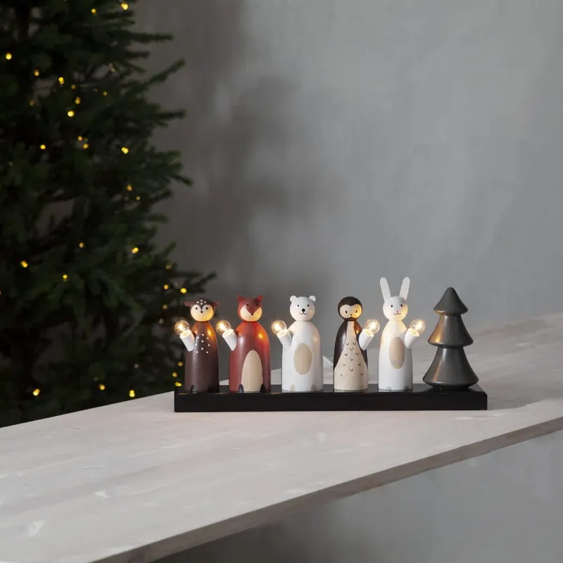 Świecznik drewniany kolorowy FOREST FRIENDS — zdjęcie 3