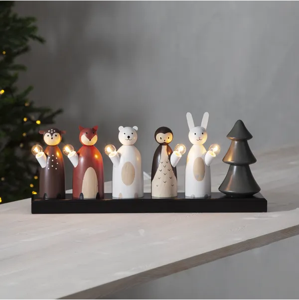 Świecznik drewniany kolorowy FOREST FRIENDS — zdjęcie 4
