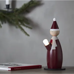Świecznik drewniany świąteczny czerwony LUCIA CLASSIC 1x żarówka E14
