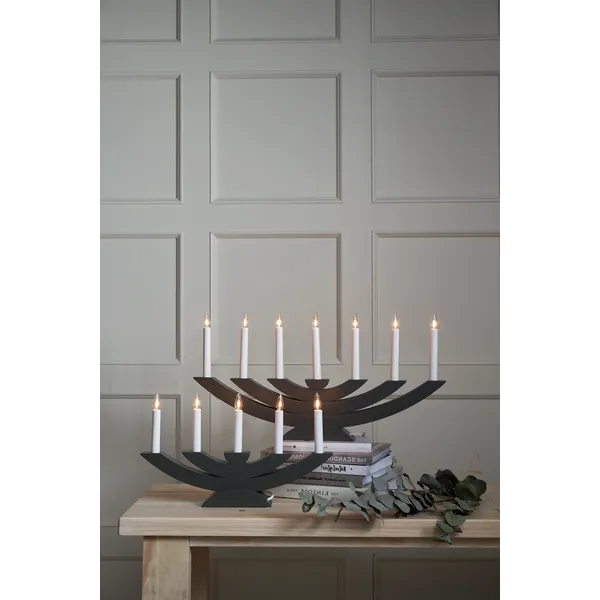 Świecznik drewniany szary NAVIDA — zdjęcie 5