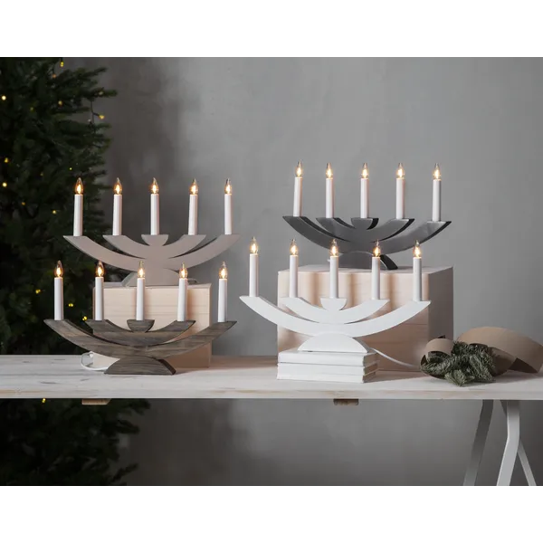 Świecznik drewniany szary NAVIDA — zdjęcie 6