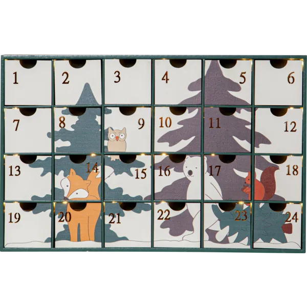 Świecznik kalendarz adwentowy drewniany Led FOREST FRIENDS na baterie — zdjęcie 2