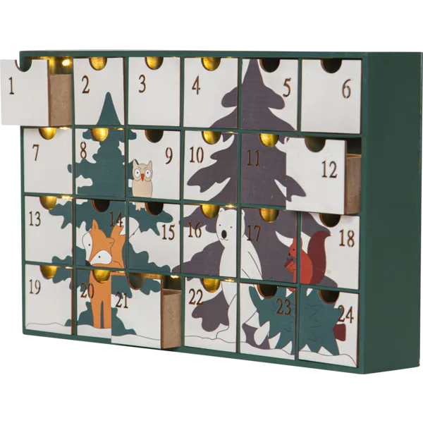 Świecznik kalendarz adwentowy drewniany Led FOREST FRIENDS na baterie — zdjęcie 4
