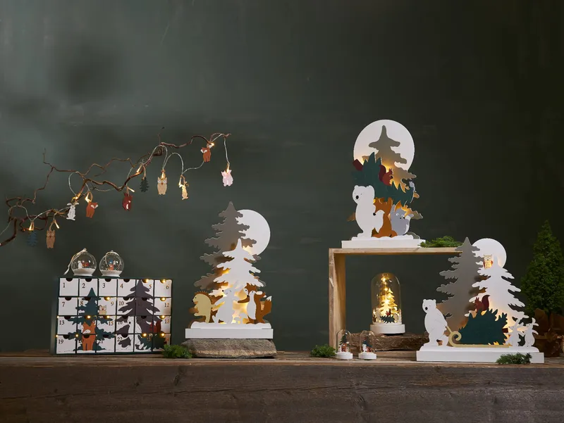 Świecznik kalendarz adwentowy drewniany Led FOREST FRIENDS na baterie — zdjęcie 6