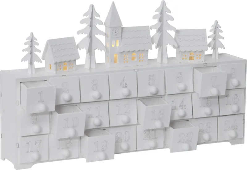 Świecznik kalendarz adwentowy drewniany Led YULETIDE na baterie — zdjęcie 2
