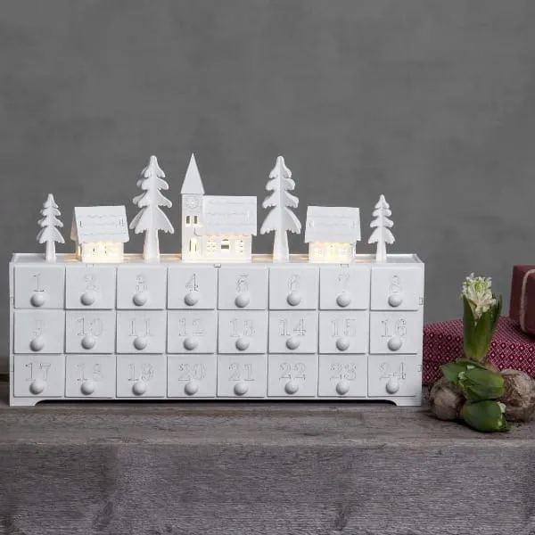 Świecznik kalendarz adwentowy drewniany Led YULETIDE na baterie — zdjęcie 4