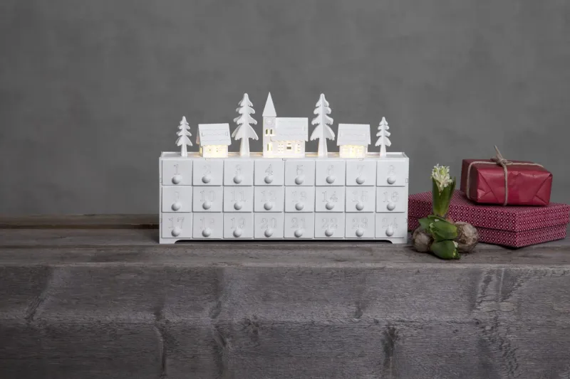 Świecznik kalendarz adwentowy drewniany Led YULETIDE na baterie — zdjęcie 5