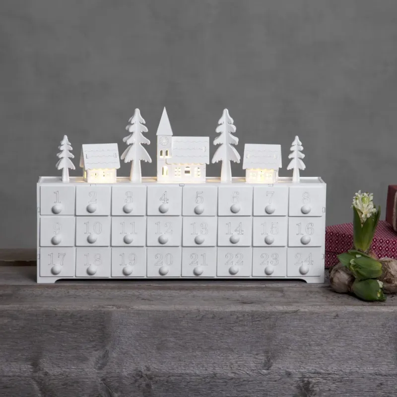 Świecznik kalendarz adwentowy drewniany Led YULETIDE na baterie — zdjęcie 6