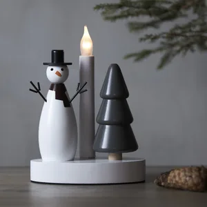 Świecznik świąteczny drewniany CHRISTMAS JOY 1x żarówka E10