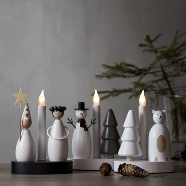 Świecznik świąteczny drewniany CHRISTMAS JOY 1x żarówka E10 — zdjęcie 4