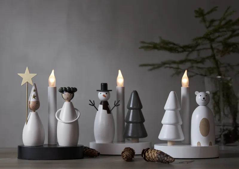 Świecznik świąteczny drewniany CHRISTMAS JOY 1x żarówka E10 — zdjęcie 5