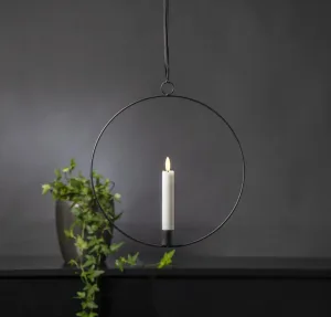 Dekoracja wisząca LED świeca FLAMME RING Czarna 28cm na baterie
