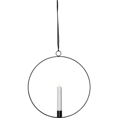 Dekoracja wisząca LED świeca FLAMME RING Czarna 28cm na baterie — zdjęcie 2