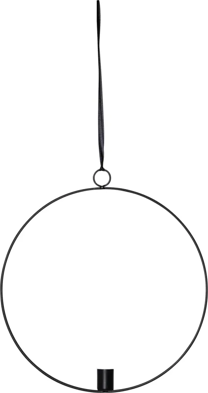 Dekoracja wisząca LED świeca FLAMME RING Czarna 28cm na baterie — zdjęcie 8