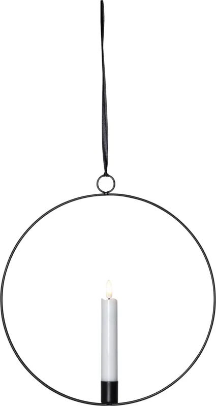 Dekoracja wisząca LED świeca FLAMME RING Czarna 28cm na baterie — zdjęcie 9