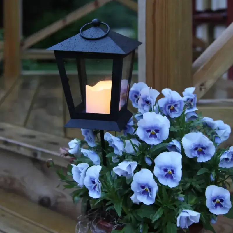 Lampion ze świecą LED SERENE Czarny na baterie IP44 — zdjęcie 3