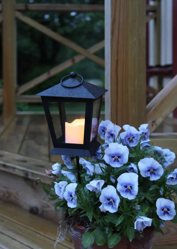 Lampion ze świecą LED SERENE Czarny na baterie IP44 — zdjęcie 5