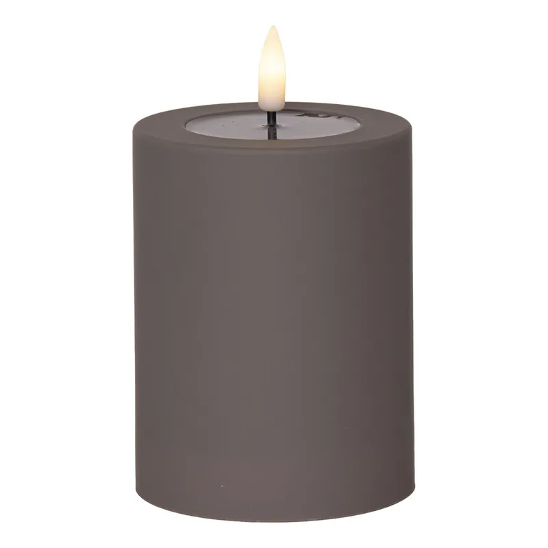 Świeca LED filarowa FLAMME SOFT Szara 12,5 cm na baterie 1000h — zdjęcie 2