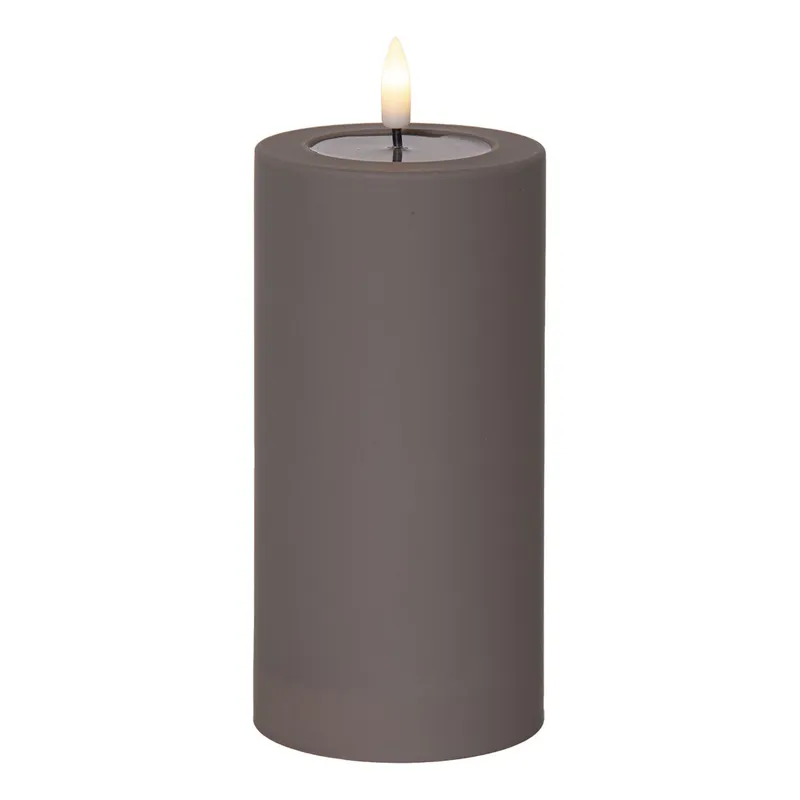 Świeca LED filarowa FLAMME SOFT Szara 17,5 cm na baterie 1000h — zdjęcie 12
