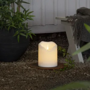 Świeca LED plastikowa FLAMME GRAND Biała 20cm 500h IP44 na baterie