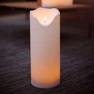 Świeca LED plastikowa FLAMME GRAND Biała 40cm 500h IP44 na baterie