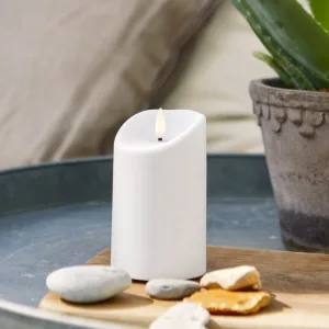 Świeca LED plastikowa FLAMME OUTDOOR Biała 13cm zewnętrzna IP44
