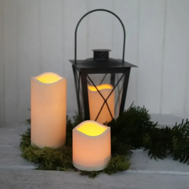 Świeca LED plastikowa PAUL Beżowa 15cm IP44 na baterie — zdjęcie 3