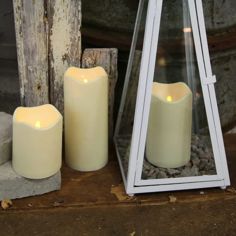 Świeca LED plastikowa PAUL Beżowa 23cm zewnętrzna 1000h IP44 — zdjęcie 3