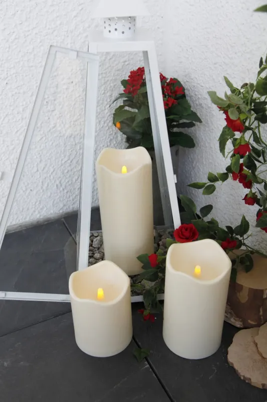 Świeca LED plastikowa PAUL Beżowa 23cm zewnętrzna 1000h IP44 — zdjęcie 6