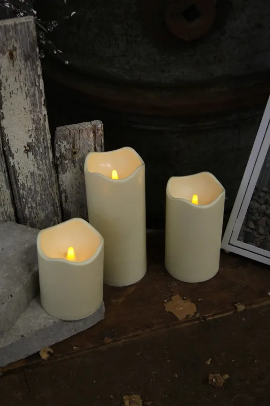 Świeca LED plastikowa PAUL Beżowa 23cm zewnętrzna 1000h IP44 — zdjęcie 10