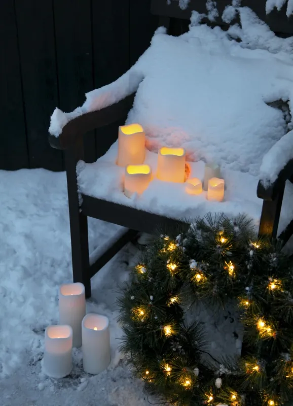 Świeca LED plastikowa PAUL Beżowa 7,5cm IP44 na baterie — zdjęcie 12