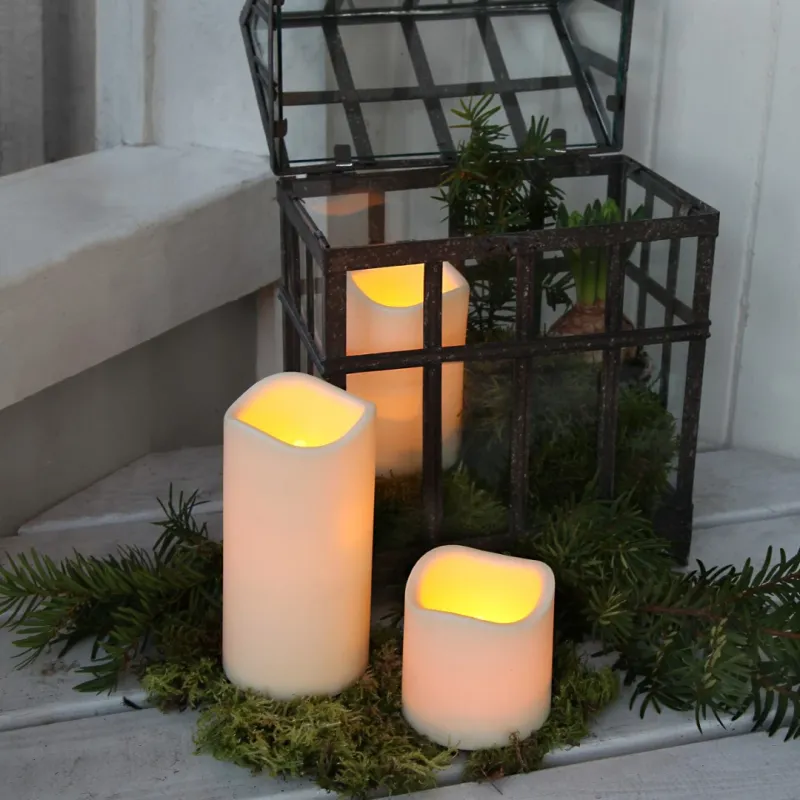 Świeca LED plastikowa PAUL Beżowa 7,5cm IP44 na baterie — zdjęcie 5