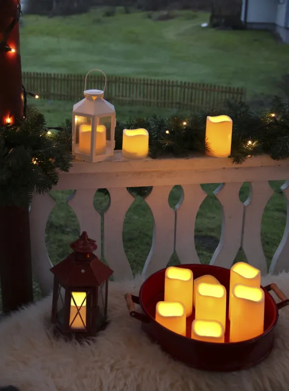 Świeca LED plastikowa PAUL Beżowa 7,5cm IP44 na baterie — zdjęcie 42