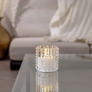 Świeca LED szklana woskowa FLAMME DOTTY 10cm na baterie