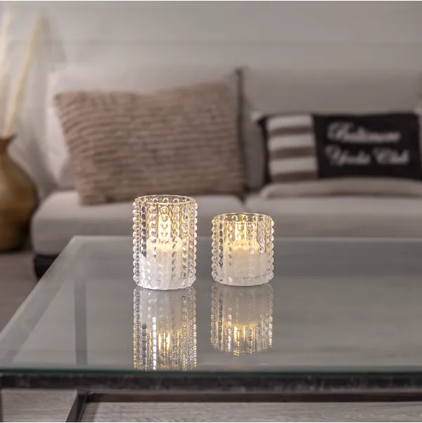 Świeca LED szklana woskowa FLAMME DOTTY 10cm na baterie — zdjęcie 3