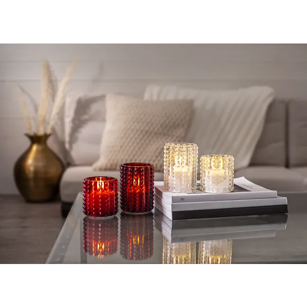 Świeca LED szklana woskowa FLAMME DOTTY 10cm na baterie — zdjęcie 4