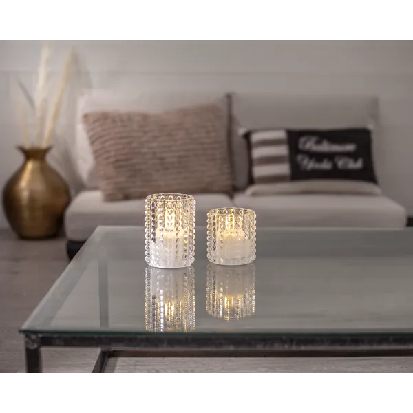 Świeca LED szklana woskowa FLAMME DOTTY 10cm na baterie — zdjęcie 6
