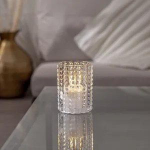 Świeca LED szklana woskowa FLAMME DOTTY 13cm na baterie